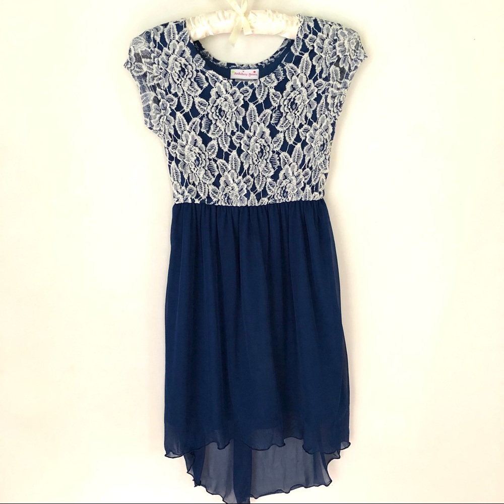 Ashley Ann Blue High low Dress - Girls 12